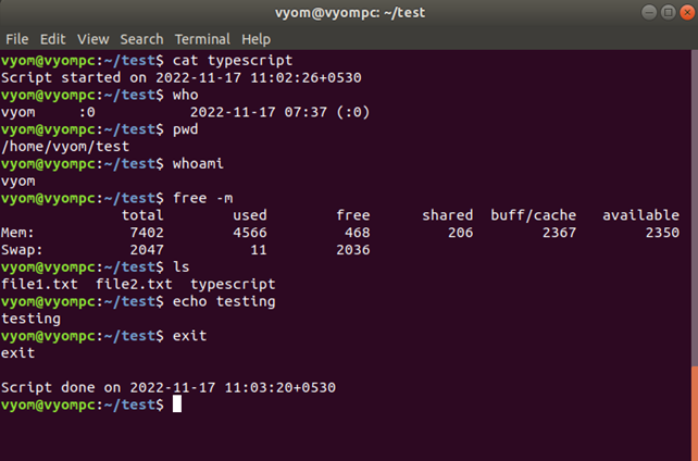 typescript command record previous command