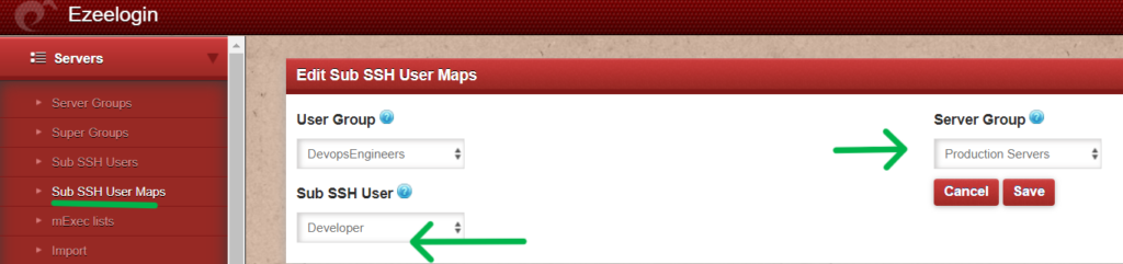 subssh user map ssh jump server
